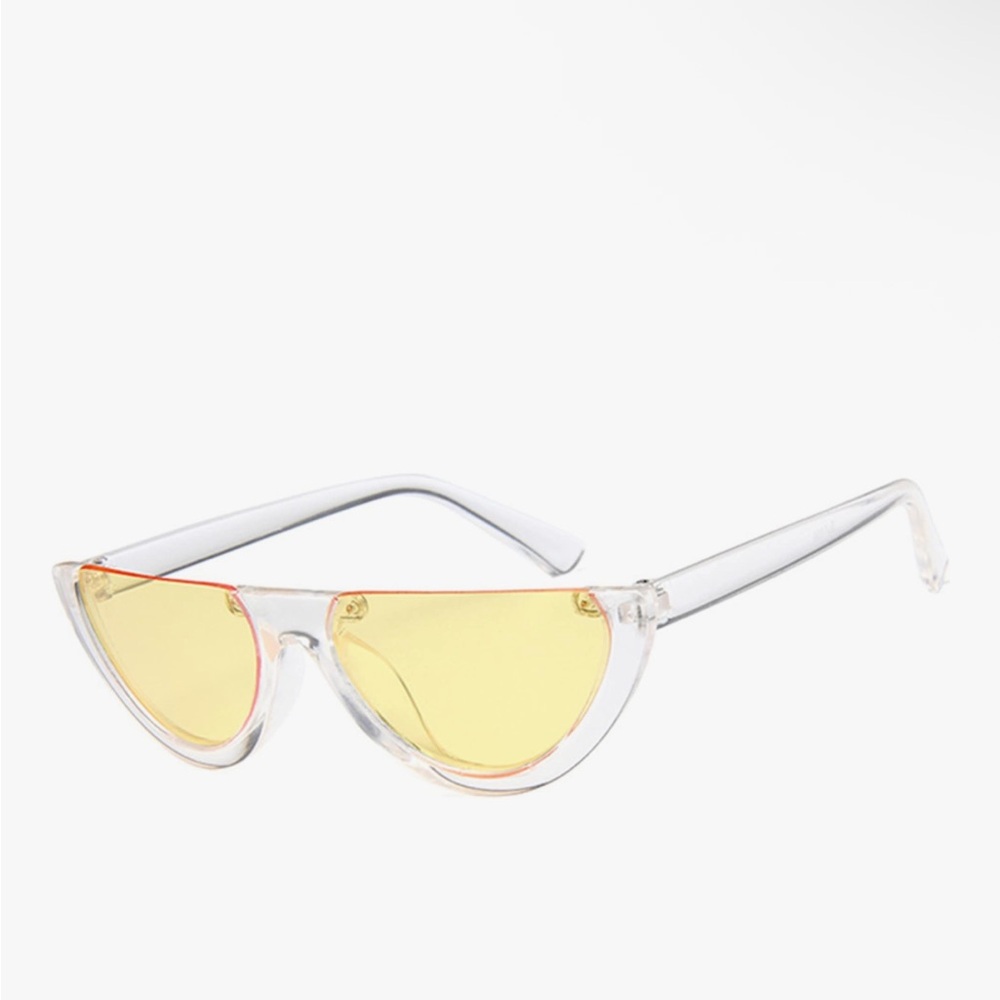 Women’s Clear Cat-Eye Sunglasses with Yellow Lenses